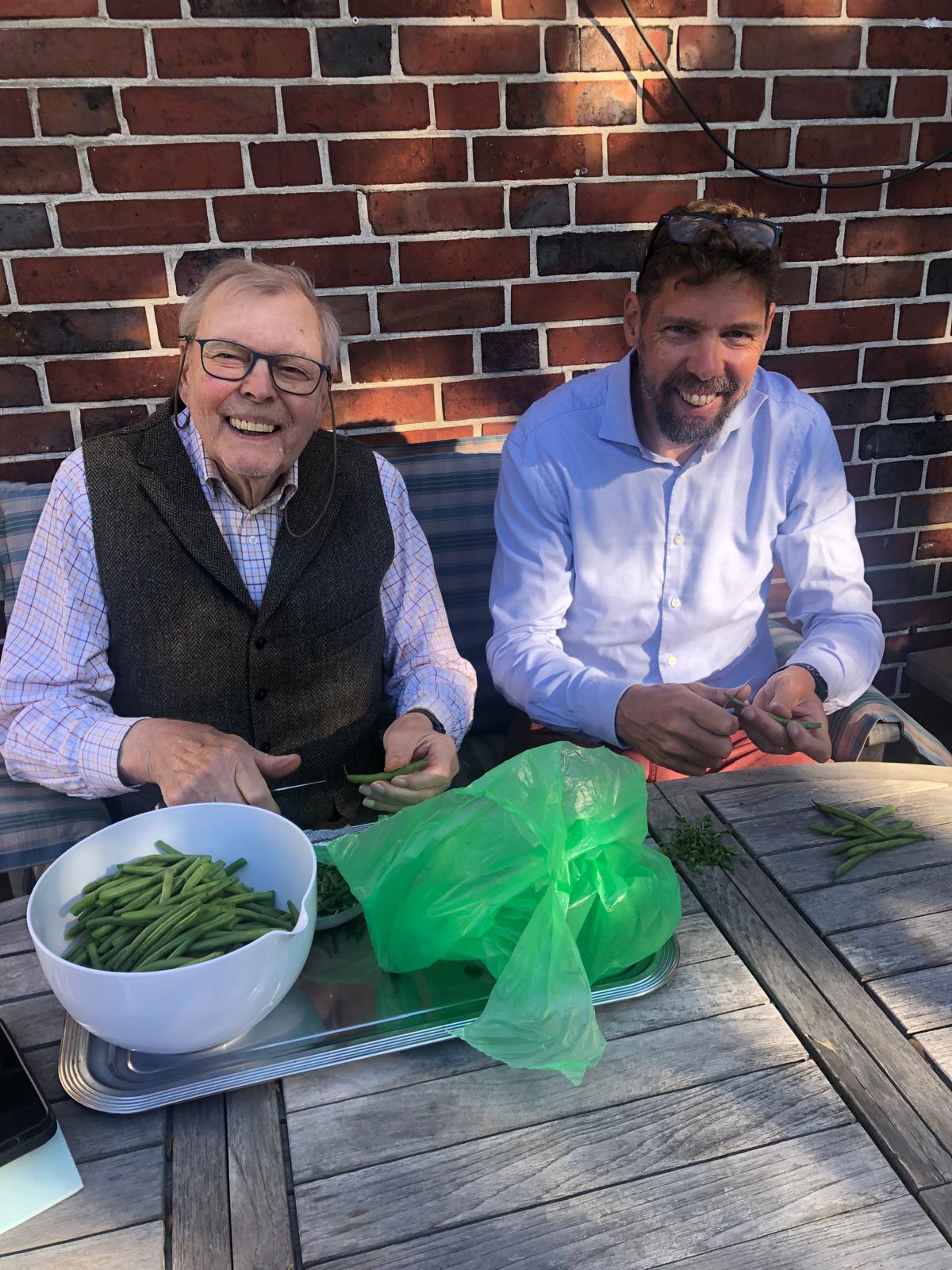 Trimming beans with my father