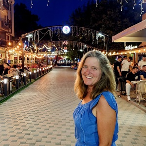 Ali after a hot day of tough climbs and headwind - radiant